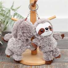 Cute Sloth Series Pendant Ornament Key Chain Backpack Clip Adorable Gift Plush Doll - Grey - View 4