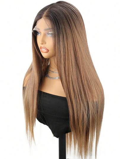 30inch Ombre Light Brown Lace Front Wig, 13*4*1 T Part Lace Front Wig Ombre Light Brown 30 Inch Straight Hair Wigs Straight Lace Front Wigs Pre-Plucked Straight Hair Lace Wig