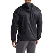 Men's Waterproof Windbreaker Jacket Lightweight And Comfortable With Plain Casual Design - 黑色 - 查看 3