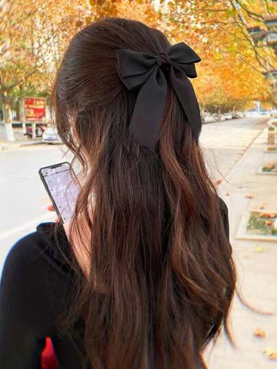 1pc Elegant Bow Clip Simple Solid Color Hair Accessory For Women, French Stylish Sweet Hair Clamp For Daily Outfit Matching Valentine's Day Valentines Claw Clips Hair Claws Hair Barrettes, School Stuff, College, Winter Outfit For Women, Bows, Cute, Hair Accessories, Head Accessories, Hair Accessories For Women