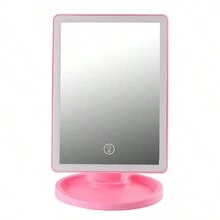 FD LED Makeup Mirror With Lights, 180 Degree Free Rotation, Adjustable Brightness Touch Screen, USB Rechargeable, Pink And White Color Sent Randomly - Multicolor - View 4