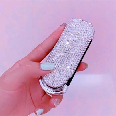 1 pezzo Pettine pieghevole con cuscinetto d'aria - Pettine mini di lusso pieghevole con cuscinetto d'aria, decorazione con strass e specchio, il preferito degli influencer per il massaggio a bolle d'aria, accessori per capelli, forniture per il ritorno a scuola