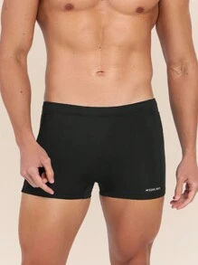 Men's Plain Adult Boxer Trunks Lined With Side Pocket And Adjustable Drawstring Beachwear SPF 50 - màu đen - Xem 1