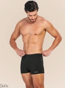 Men's Plain Adult Boxer Trunks Lined With Side Pocket And Adjustable Drawstring Beachwear SPF 50 - màu đen - Xem 6