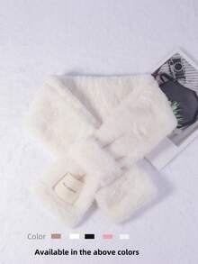 1pc Children Faux Rabbit Fur Decorative Fluffy Scarf, Warm Daily Use - Patch Fur Scarf - View 3