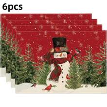 6/12/24/36 pezzi Tovagliette di carta decorative natalizie con fiori, 18x12 pollici, tovagliette monouso decorate con palline a quadri natalizi, adatte per pranzi e cene di Natale, matrimoni e feste, decorazione tavolo di casa e cucina a Natale (pupazzo di neve, fiocco di neve, palline di Natale)