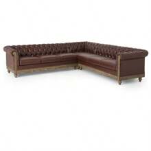 Mirod Comfy Large Sectional Sofa With Wooden Legs, Retro Style For Living Room