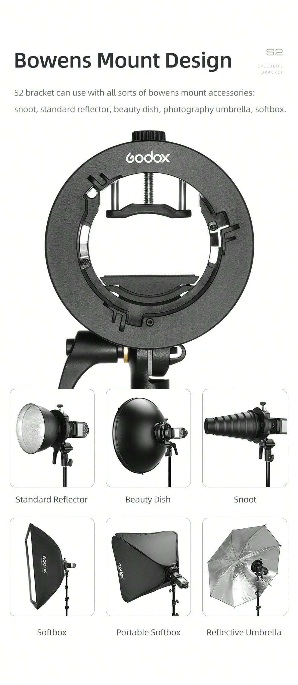 Godox S2 Speedlite S2-Type Caera Flash Bracket Bowens Ount For Godox V1 Ad200PRO Ad400PRO Ad200 V860II Tt685 Tt600 Tt350 - Godox S2 Speedlite And S2 -Type Caera Price - View #4