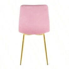 Modern Simple Light Luxury Dining Pink Chair Home Bedroom Stool Back Dressing Chair Student Desk Chair Gold Metal Legs(Set Of 4) - Hồng + Kim loại như hình - Xem 18