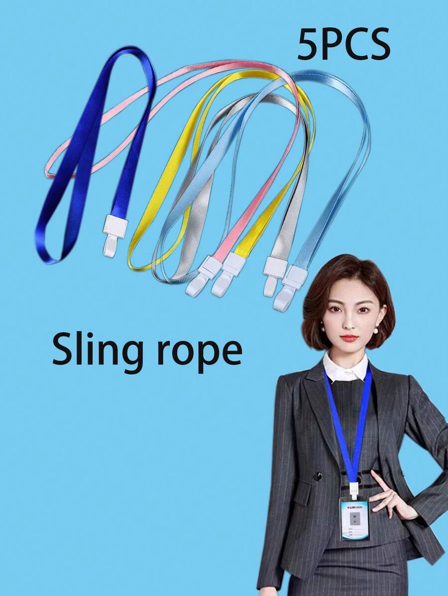 5pcs/Set Custom Work ID Badge Lanyard, Detachable Lanyard With ID Card Holder - Multicolor - View 1