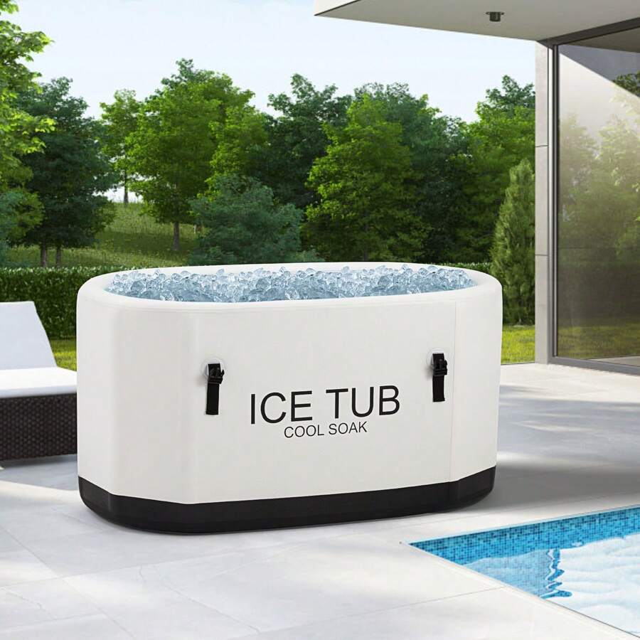 2-Person Inflatable Cold Plunge Tub With PVC Insulated Lid, Portable ...