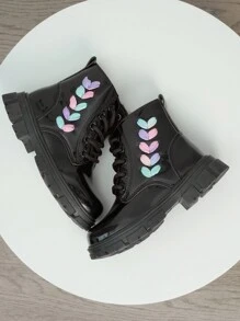 1pair New Colorful Woven Striped Clover Fashionable  Boots - Black - View 2