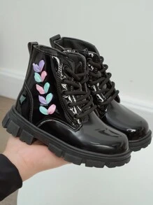 1pair New Colorful Woven Striped Clover Fashionable  Boots - Black - View 7