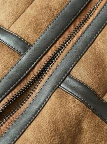 Men's Long Sleeve Casual Loose Thick Fleece Warm Jacket, For Fall Winter, Grunge - Brown - View 5