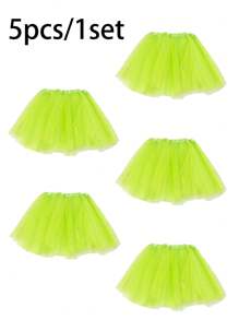 Vestido de tutú de pastel de ballet colorido, colores brillantes, estrellas y luna con lentejuelas brillantes, vestido de gasa multicapa, disponible en sets de 1 pieza, 3 piezas o 5 piezas, adecuado para jugar a la princesa de hadas, actividades de fiesta festiva. Accesorios del Día de San Valentín - A - Ver 23