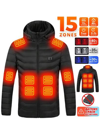 Men's Thermal Heated Jacket, (Battery Pack Not Included) Casual Zip Up Coat For Outdoor Fall Winter Camping Hunting Hiking Trekking