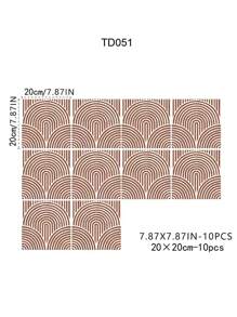 7.87*7.87 英寸赤陶瓷砖贴纸，波西米亚抽象形状乙烯基瓷砖贴花，自粘式墙壁和地板，10 件装-20X20 厘米 - 彩色 - 查看 11
