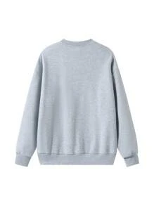 Blueplus Women's Round Neck Autumn And Winter Pullover, Solid Color Casual Versatile Women's Tops, Women's Outdoor Exercise Jogging Sports Shirt - 淺灰色 - 查看 4
