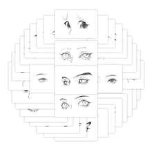 500 piezas/rollo- Pegatinas con estampado de la serie 'Esbozo de ojos' para decoración de teléfono móvil, taza y manualidades, material de PVC - Q-11913 54 materiales para dibujar bocetos de ojos - Ver 7