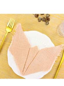12pcs Country Style Linen Dinner Napkins, Christmas Wedding Party Table - Multicolor - View 8