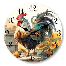 8 Styles Vintage Modern Farmhouse Rooster Wall Clock, Quartz Silent Wooden Clock For Living Room Bedroom Dining Room Office Outdoor Home Decor, Spring Gift 10inch 12inch 14inch 16inch (No Batteries) - Multicolor - View 19