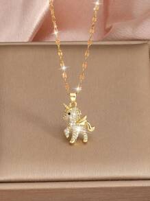 时尚可爱小独角兽耳环、项链、生日、女孩毕业礼物、日常装饰品 - 1對 - 查看 4