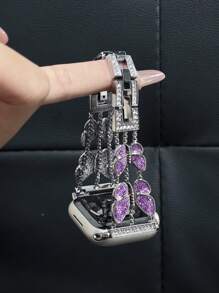 1 件奢华紫色双蝴蝶水钻手链带兼容 38/40/41/42/44/45/46/49 毫米 表带兼容 Ultra1/2/3/SE/Series 11/10/9/8/7/6/5/4/3/2/1（仅限表带） - 紫色 - 查看 11