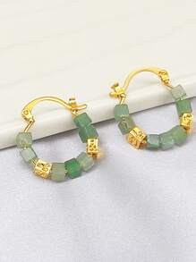 1 paire de boucles d'oreilles de haute qualité en pierre d'œil de tigre rétro