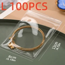 100 个 PVC 透明可重复密封珠宝袋，带拉链，防氧化，防止失去光泽，用于存放耳环、项链、珠宝、小礼物、配饰派对礼品袋 - 無色 - 查看 12