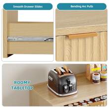 White/Black/Natural/Brown 6 Drawer Dressers, High Gloss White Dressers Drawers With Fluted Panel, Wide Versatile TV Stand Cabinet Table For Kitchen And Office