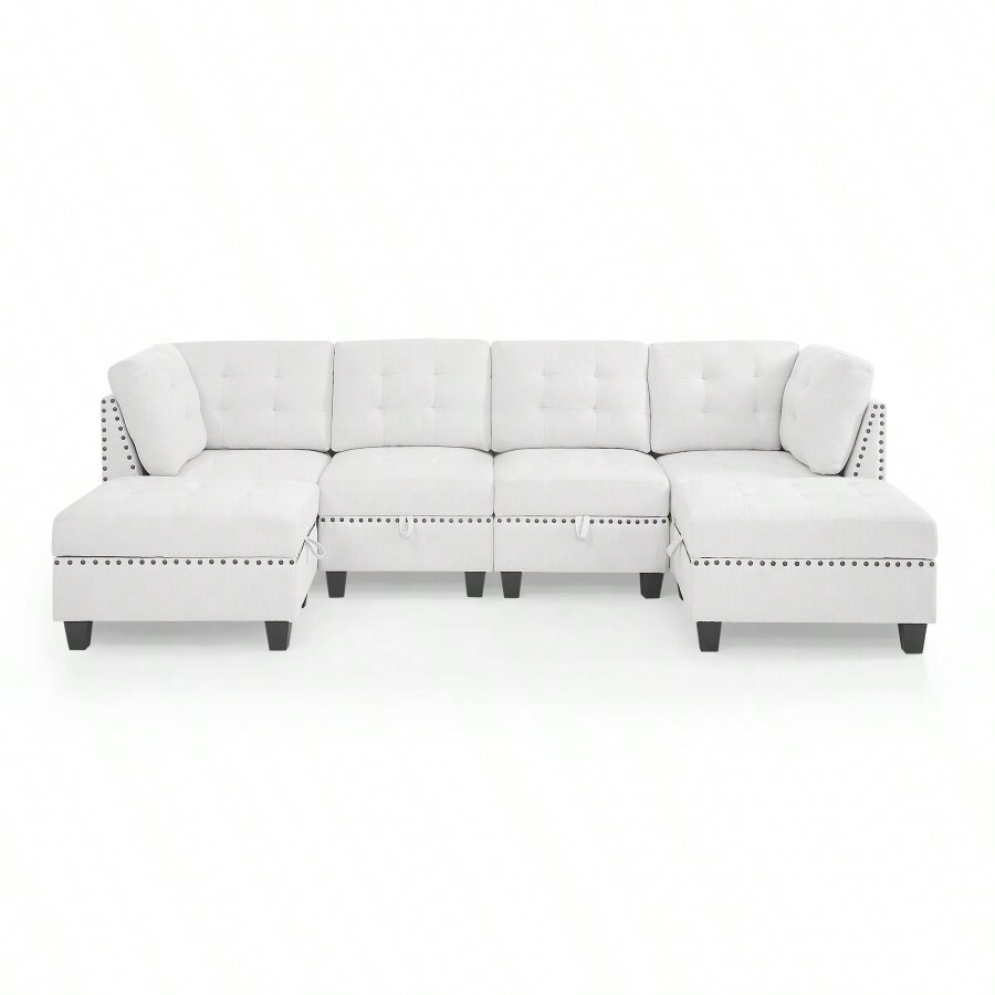 U Shape Modular Sectional Sofa, DIY Combination, Includes Two Single