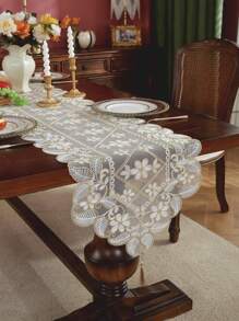 1 buc țesătură plasă cu broderie florală delicată din dantelă 3d și dantelă tricotată fină pentru decorațiuni interioare, huse de dulapuri, tărâmuri de masă de bucătărie, gărzi de loc, decorațiuni de vacanță pentru interior/exterior, decorațiuni pentru alergare de masă pentru picnic/petrecere/nuntă