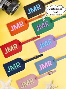 Customizable Airplane Logo Luggage Tag & Passport Cover, Personalized Design Letter Print Travel Accessories With Privacy Flap - Multicolor - View 2