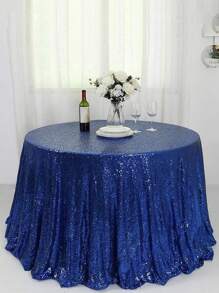 1pc Sequin Tablecloth Round Glitter Pleated Tablecloth Cover Wedding Birthday Party Bride Shower