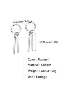 1pc Stainless Steel Non-Fading Minimalist Rectangle Ear Clip, Suitable For Men With Or Without Pierced Ears - Long Strip - View 9