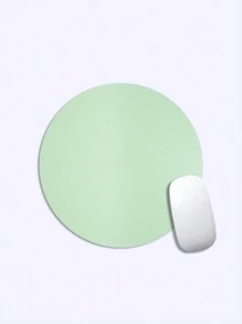 1 件纯色防滑皮革圆形电脑/办公桌鼠标垫 - 彩色 - 查看 3