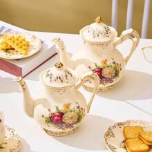 优雅欧式茶壶/咖啡壶，800ml/1.2L容量可选，瓷器材质，带过滤器，适合家庭聚会、万圣节、感恩节、万圣节礼物