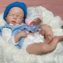 1个22英寸（55厘米）大型柔软实心硅胶逼真彩绘睡眠重生娃娃，理想礼物（解剖结构精确） - Silicone Reborn Doll - 查看 9