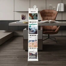 Prospektständer 4 Ebenen Faltbar Prospekthalter Katalogständer Flyerständer Infoständer A4 Displays Regal Zeitschriftenregal Literaturständer Faltprospektständer Bodenmontage - Weiss - Übersicht 6