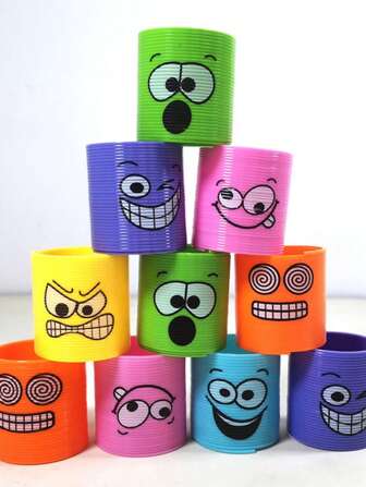 Conjunto de 6/12/24/36/48 piezas de resortes espirales con expresiones divertidas como detalles de fiesta, detalles de fiesta con emoticonos a granel, juguetes a granel de resortes espirales