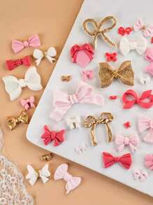 硅胶迷你蝴蝶结皇冠翻糖模具 巧克力模具 工艺品 DIY烘焙工具 情人节派对 家居装饰 家居礼品 - 米色 - 查看 3