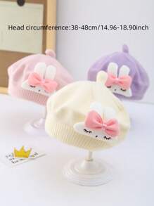 Infant Beret Hat, Autumn & Spring, Cute Rabbit Ear Baby Artist Cap, Windproof Knitted Hat For Toddler Girls - Multicolor - View 3