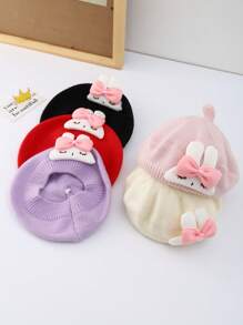 Infant Beret Hat, Autumn & Spring, Cute Rabbit Ear Baby Artist Cap, Windproof Knitted Hat For Toddler Girls - Multicolor - View 5