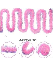 2件/套 - 粉色彩虹金属彩带，节日装饰，适用于生日、婚礼、节日、万圣节、圣诞节等各种场合，闪亮丝带适合室内外家居派对装饰、圣诞树装饰、圣诞工艺派对用品、圣诞树饰品、圣诞配件 - 粉色 - 查看 2