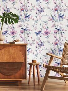 1卷复古加厚七彩花朵蝴蝶绽放紫红色花朵紫色蝴蝶绿色植物枝条适用于家庭装饰厨柜桌椅房间背景家庭装修DIY防水防污易清洁自粘式即撕即贴墙纸墙贴壁纸墙贴装修贴纸撕墙板墙纸壁纸春季装饰用品刷新你的家拉玛装饰贴纸礼物生日毕业 - 彩色 - 查看 3