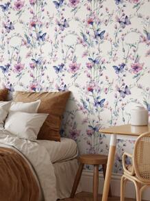 1卷复古加厚七彩花朵蝴蝶绽放紫红色花朵紫色蝴蝶绿色植物枝条适用于家庭装饰厨柜桌椅房间背景家庭装修DIY防水防污易清洁自粘式即撕即贴墙纸墙贴壁纸墙贴装修贴纸撕墙板墙纸壁纸春季装饰用品刷新你的家拉玛装饰贴纸礼物生日毕业 - 彩色 - 查看 8