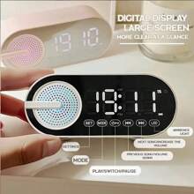 SENBOWE Altavoz inalámbrico de 1200mAh con reloj despertador, altavoz dedicado para estudiantes con subwoofer inalámbrico, radio profesional para exteriores - Multicolor - Ver 5