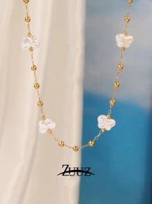 1 Đồng Hồ Thép Không Gỉ Đính Hạt Ngọc Trai Nữ Dây Chuyền Vòng Cổ Choker Trang Sức Nữ Người Bạn Tốt Nhất Quà Tặng - chuỗi vòng cổ - Xem 7
