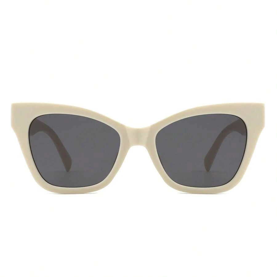 Vintage Cat Eye Sunglasses Retro Curved Winged Frame UV Protection With Oversized Square Frame With Pointed Edges, Feminine Statement Eyewear For Women's Classic Glam, Brunch Looks, Fashion Photography, Travel Days, And Daily Accessories - màu da - Xem 1