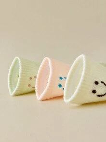 5 Pairs Emo Smiling Face Cartoon Mid-Calf Socks, Suitable For All Seasons - Multicolor - View 3